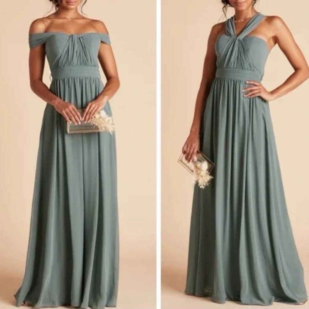 Birdy Grey Grace Convertible Chiffon Bridesmaid Dress Sea Glass Green Medium